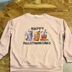 Pink HalloThanksMas Sweatshirt
